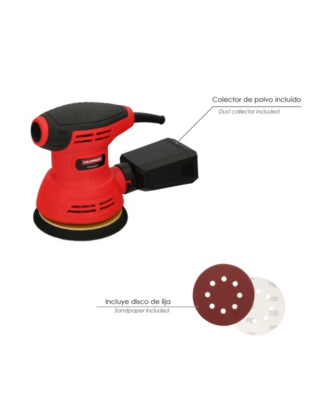 Lijadora Wolfpack Orbital 240 Watt. Lijadora Multifunción. Decapado, Lijado, Eliminar Oxido, Disco Ø 125 mm.