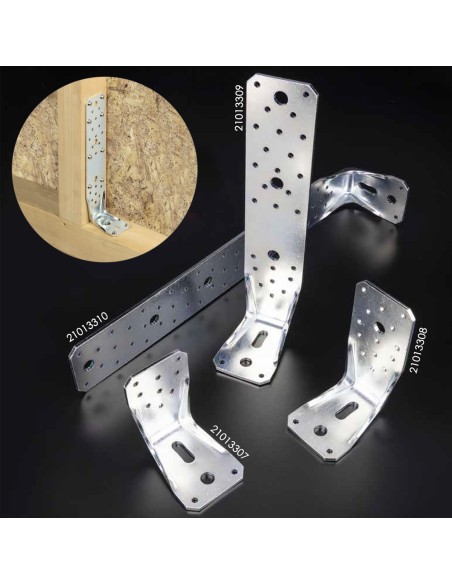 Soporte Para Madera Con Angulo Reforzado 65x88x285 mm. Conector Angular, Escuadra Fijación, Zapata Madera Soporte Pergola Madera