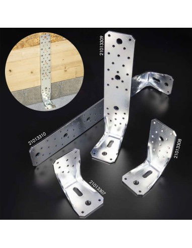 Soporte Para Madera Con Angulo Reforzado 65x88x450 mm. Conector Angular, Escuadra Fijación, Zapata Madera Soporte Pergola Madera