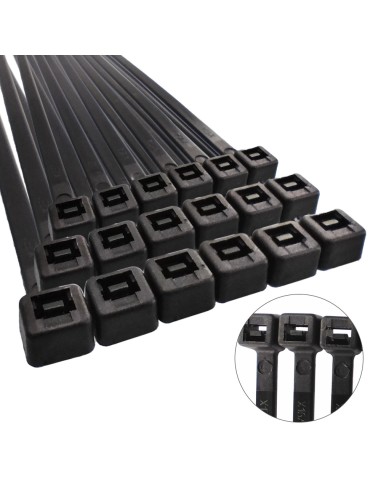 Brida Nylon 100%. Color Negro 4,5 x 200 mm. Bolsa 100 unidades. Abrazadera Plastico, Organizador Cables, Alta Resistencia
