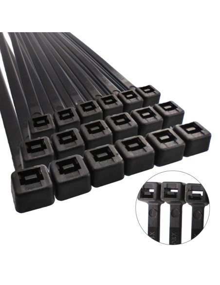 Brida Nylon 100%. Color Negro 4,5 x 360 mm. Bolsa 100 unidades. Abrazadera Plastico, Organizador Cables, Alta Resistencia