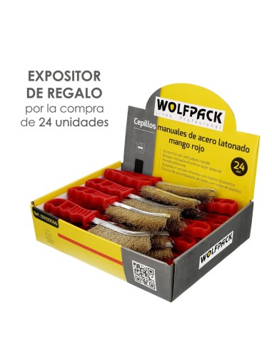 Cepillo Acero Latonado Mango Rojo 25 cm. cepillo Eliminación Oxido, Pintura, Pulido De Metales.