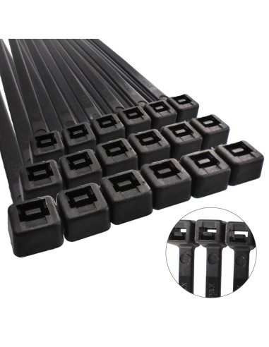 Brida Nylon 100%. Color Negro 7,8 x 540 mm. Bolsa 100 unidades. Abrazadera Plastico, Organizador Cables, Alta Resistencia