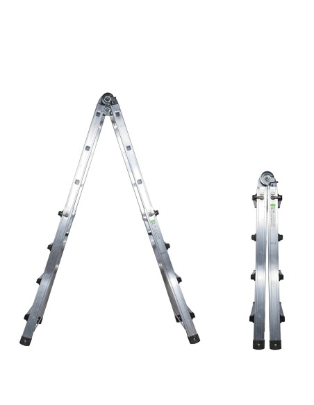 Escalera Telescópica Aluminio 3+3 Peldaños Perfil 67 mm.