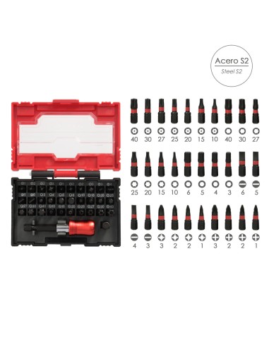 Juego De Puntas Destornillador Acero Con Adaptador Rapido 32 Piezas