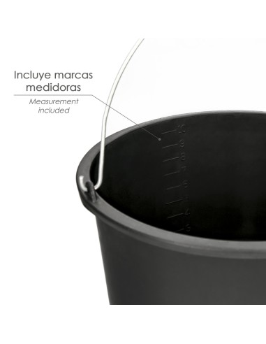 Cubo Obra Italiano Capacidad 10 Litros, Con Marcas Medidoras, Asa Acero Galvanizado, Resistente y Ligero.