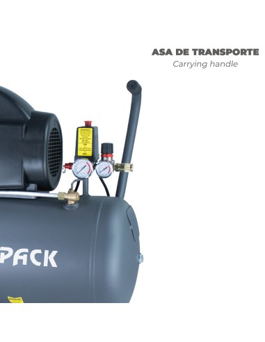 Compresor Aire Wolfpack 50 Litros / 8 Bares / 1,5 Kw - 2,0 HP