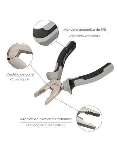 Alicates Universales 150 mm. Acero Cromo Vanadio DIN-ISO 5746