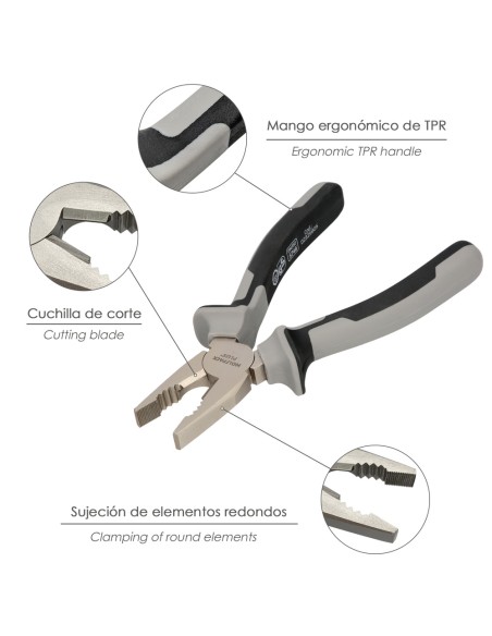 Alicates Universales 180 mm. Acero Cromo Vanadio DIN-ISO 5746