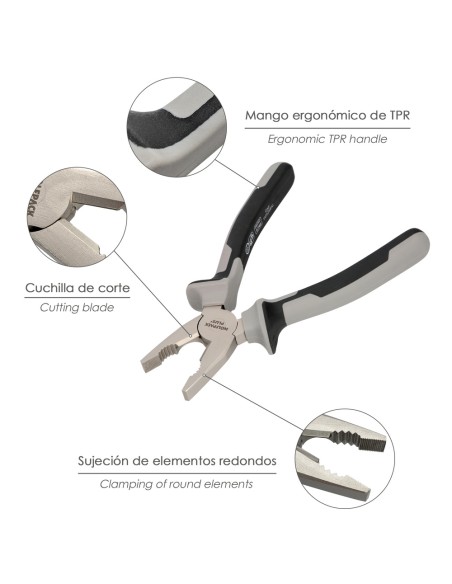 Alicates Universales 200 mm. Acero Cromo Vanadio DIN-ISO 5746