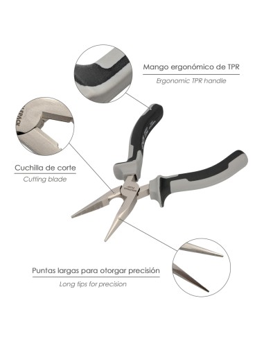 Alicates Boca Recta 150 mm. Acero Cromo Vanadio DIN-ISO 5745 Alicates Punta Recta, Alicates Boca Recta Larga,