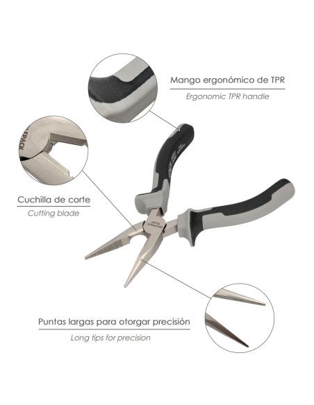 Alicates Boca Recta 150 mm. Acero Cromo Vanadio DIN-ISO 5745 Alicates Punta Recta, Alicates Boca Recta Larga,