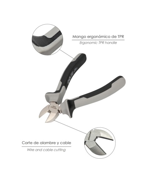 Alicates Corte diagonal 150 mm. Acero Cromo Vanadio DIN-ISO 5749 Pelacables, Corta Cables, Pelador Cables