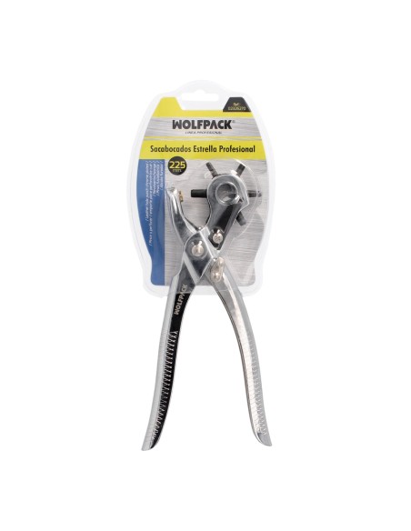 Sacabocados Estrella Profesional 225 mm. Agujeros de Ø 2,5 a 5 mm. Alicates Agujeros, Perforador Cuero, Alicates Cinturones,
