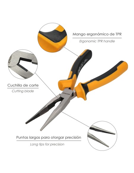 Alicates Boca Recta 200 mm. Acero DIN 5745 Alicates Punta Recta, Alicates Boca Recta Larga,