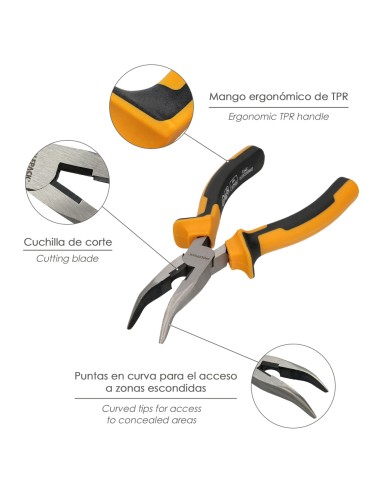 Alicates Boca Curva 150 mm. Acero DIN 5745 Alicates Punta Curva, Alicates Boca Curva Larga,