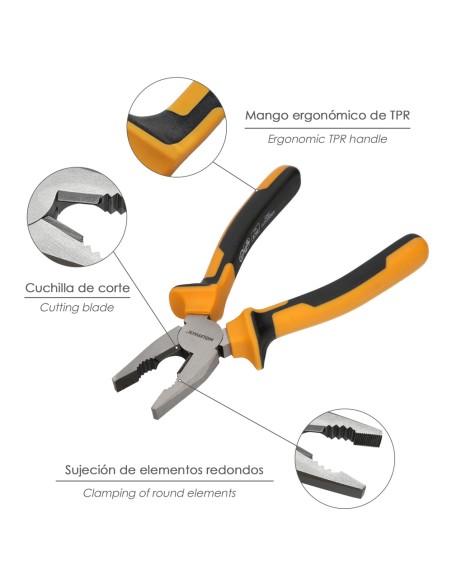 Alicates Universales 200 mm. Acero DIN 5746