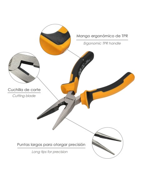 Alicates Boca Recta 150 mm. Acero DIN 5745 Alicates Punta Recta, Alicates Boca Recta Larga,