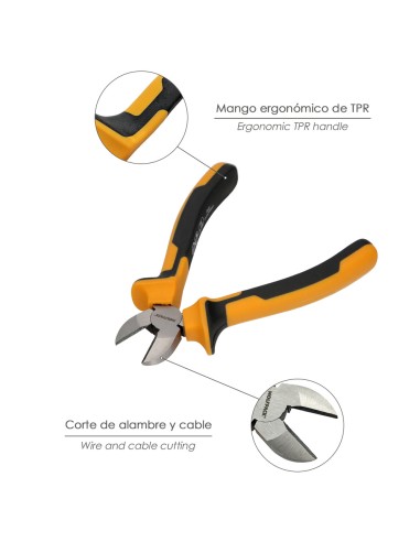 Alicates Corte Diagonal 150 mm. Acero DIN 5749 Pelacables, Corta Cables, Pelador Cables