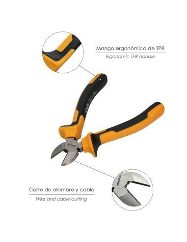 Alicates Corte Diagonal 175 mm. Acero DIN 5749 Pelacables, Corta Cables, Pelador Cables