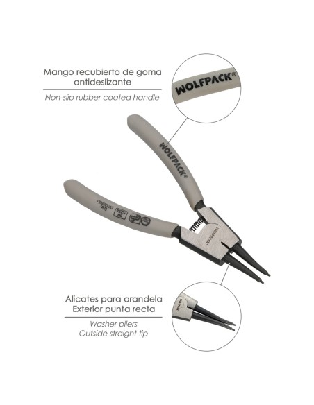 Alicates Arandelas Exteriores Recto 125 mm. acero Din 5254. Anillos De Presion, Anillos De Retención, Arandelas Circlips