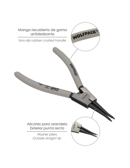 Alicates Arandelas Exteriores Recto 175mm. Acero Din 5254. Anillos De Presion, Anillos De Retención, Arandelas Circlips