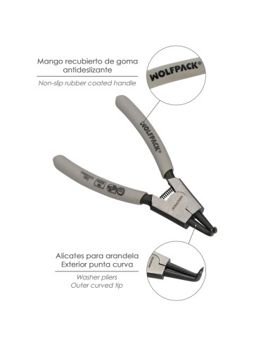 Alicates Arandelas Exteriores Curvo 125 mm. Acero Din 5254. Anillos De Presion, Anillos De Retención, Arandelas Circlips