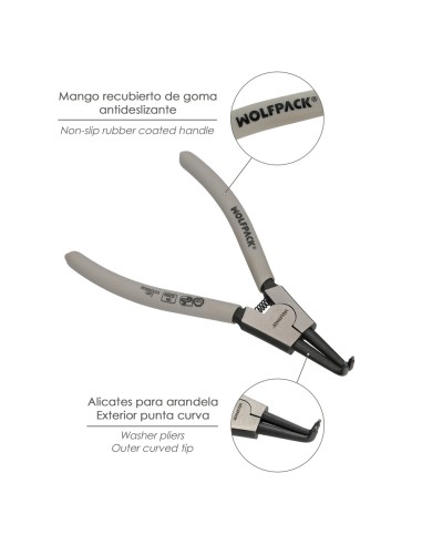 Alicates Arandelas Exteriores Curvo 175 mm. Acero Din 5254. Anillos De Presion, Anillos De Retención, Arandelas Circlips