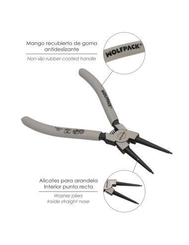 Alicates Arandelas Interiores Recto 175 mm. Acero Din 5256. Anillos De Presion, Anillos De Retención, Arandelas Circlips