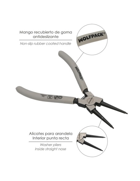 Alicates Arandelas Interiores Recto 175 mm. Acero Din 5256. Anillos De Presion, Anillos De Retención, Arandelas Circlips