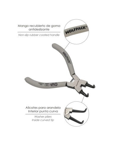 Alicates Arandelas Interiores Curvo 125 mm. Acero Din 5254. Anillos De Presion, Anillos De Retención, Arandelas Circlips