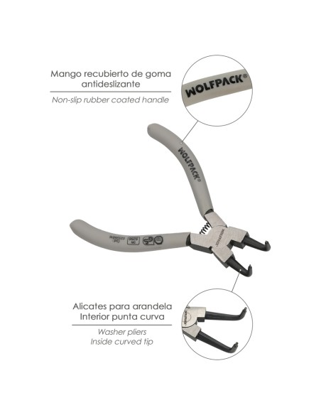 Alicates Arandelas Interiores Curvo 125 mm. Acero Din 5254. Anillos De Presion, Anillos De Retención, Arandelas Circlips