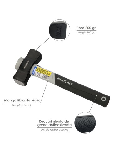 Maceta Mango Fibra Vidrio Mango Fibra Vidrio Con Empuñadura Antideslizante. 800 Gramos 28 cm.