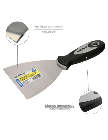 Espatula Mango Gummy Grip Hoja 100 mm. Espatula Yeso, Espatula Pintor, Espatula Masillas, Espatula Pladur, etc.