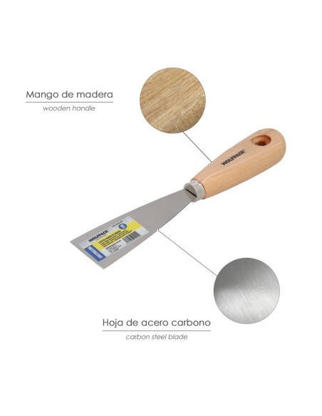 Espatula Mango Madera Hoja Acero 40 mm. Espatula Yeso, Espatula Pintor, Espatula Masillas, Espatula Pladur, etc.