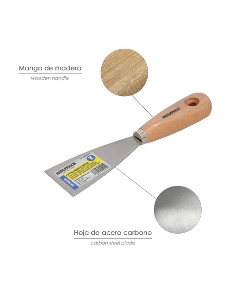 Espatula Mango Madera Hoja Acero 50 mm. Espatula Yeso, Espatula Pintor, Espatula Masillas, Espatula Pladur, etc.