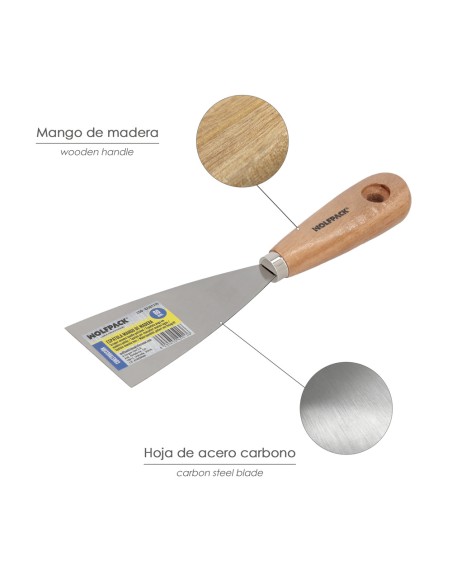 Espatula Mango Madera Hoja Acero 60 mm. Espatula Yeso, Espatula Pintor, Espatula Masillas, Espatula Pladur, etc.