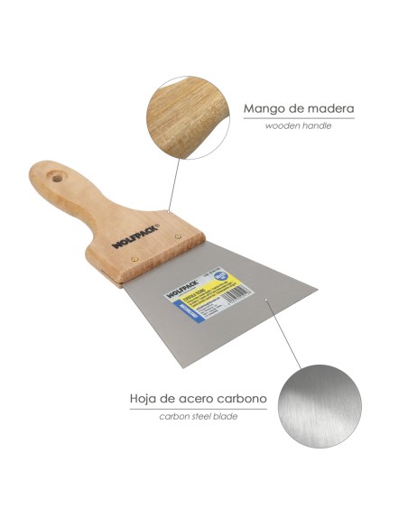 Espatula Techos Mango Madera Hoja Acero 90 x 120 mm. Espatula Yeso, Espatula Pintor, Espatula Masillas, Espatula Pladur, etc.