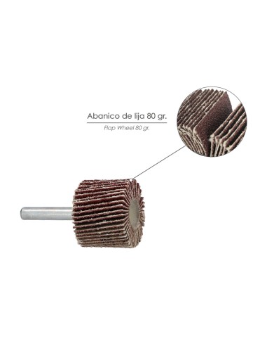 Abanico Lija Grano 80 Medida Ø 30 x 25 mm. Disco Abrasivo Laminas, Ruedas Mil Hojas, Ruedas Abrasivas,Lijado,Desbaste,Pulir