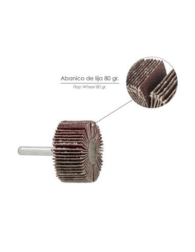 Abanico Lija Grano 80 Medida Ø 40 x 20 mm. Disco Abrasivo Laminas, Ruedas Mil Hojas, Ruedas Abrasivas,Lijado,Desbaste,Pulir