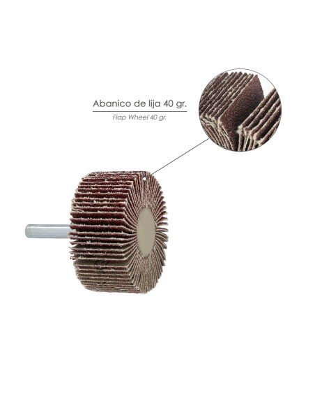 Abanico Lija Grano 40 Medida Ø 50 x 25 mm. Disco Abrasivo Laminas, Ruedas Mil Hojas, Ruedas Abrasivas,Lijado,Desbaste,Pulir