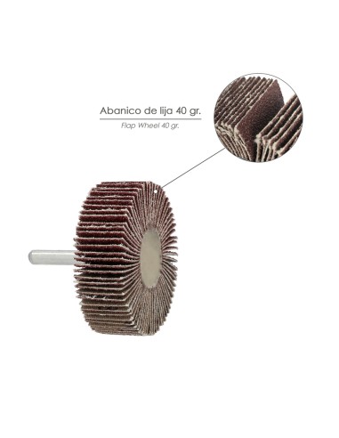 Abanico Lija Grano 40 Medida Ø 60 x 20 mm. Disco Abrasivo Laminas, Ruedas Mil Hojas, Ruedas Abrasivas,Lijado,Desbaste,Pulir