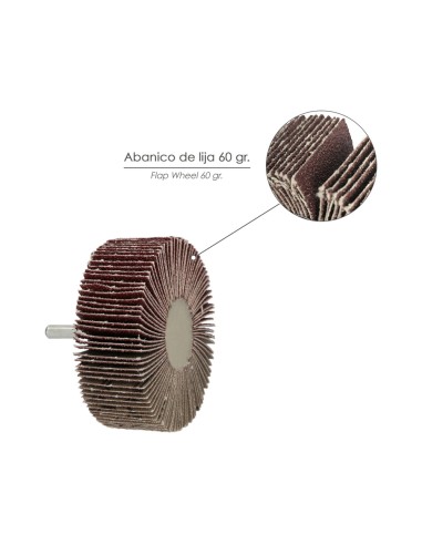 Abanico Lija Grano 60 Medida Ø 60 x 30 mm. Disco Abrasivo Laminas, Ruedas Mil Hojas, Ruedas Abrasivas,Lijado,Desbaste,Pulir