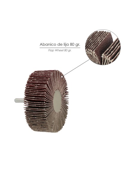 Abanico Lija Grano 80 Medida Ø 60 x 30 mm. Disco Abrasivo Laminas, Ruedas Mil Hojas, Ruedas Abrasivas,Lijado,Desbaste,Pulir