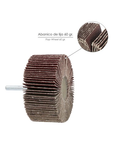 Abanico Lija Grano 60 Medida Ø 80 x 40 mm. Disco Abrasivo Laminas, Ruedas Mil Hojas, Ruedas Abrasivas,Lijado,Desbaste,Pulir