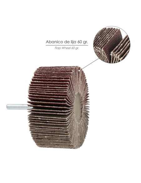 Abanico Lija Grano 60 Medida Ø 80 x 40 mm. Disco Abrasivo Laminas, Ruedas Mil Hojas, Ruedas Abrasivas,Lijado,Desbaste,Pulir