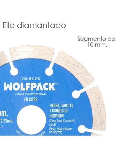 Disco Diamante Ø 115 mm. Piedra, Ladrillo, Refractarios, Bloques de Hormigon. Segmento Diamantado 10 mm.