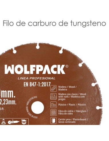 Disco Corte Madera / Plastico Ø 115 mm. Filo De Carburo De Tungsteno