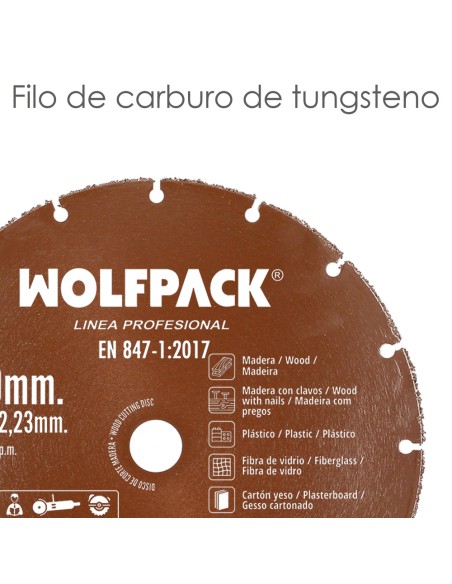 Disco Corte Madera / Plastico Ø 230 mm. Filo De Carburo De Tungsteno