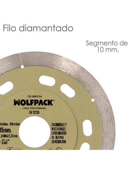 Disco Diamante Ø 115 mm. Materiales de Ultima Generación. Segmento de 10 mm.